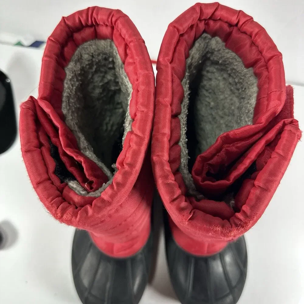 Red Quilted Mid-Calf Winter Snow Boots - Kids Size 3
